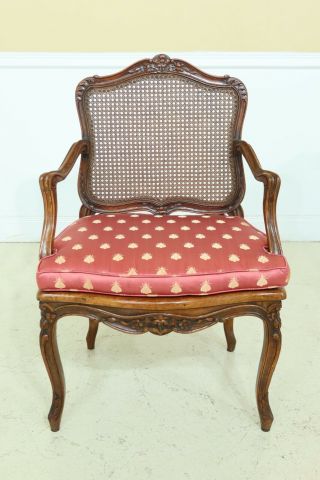 L44485EC: Pair French Louis XV Style Cane Back Open Arm Chairs 2