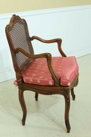 L44485EC: Pair French Louis XV Style Cane Back Open Arm Chairs 4