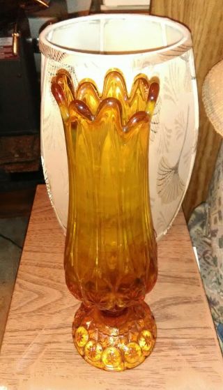 Norleans Dark Amber Brown Blown Glass Vintage Mid Century Stretch Bud Vase Japan