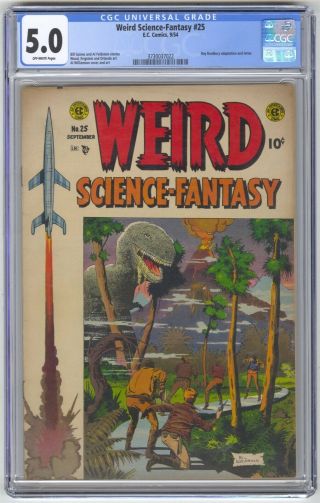 Weird Science - Fantasy 25 Cgc 5.  0 Vintage Ec Comic Ray Bradbury Adaptation 10c