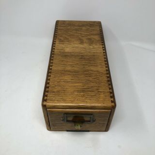 Vintage Yawman & Erbe Mfg Oak Drawer Wooden File Library Card Box Dove Tail
