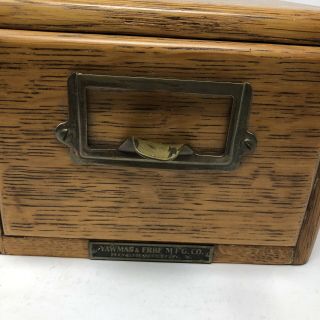 Vintage Yawman & Erbe MFG Oak Drawer Wooden File Library Card Box Dove Tail 2