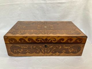 Antique Victorian Marquetry Slope Writing Box Lap Desk Damages