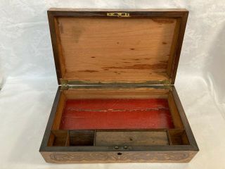 Antique Victorian Marquetry Slope Writing Box Lap Desk DAMAGES 2