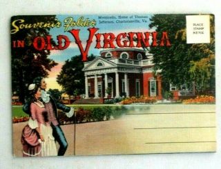 Vintage 1940s Linen Souvenir Folder In Old Virginia