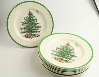 Set Of 9 Vintage Spode Christmas Tree 10.  5 " Dinner Plates
