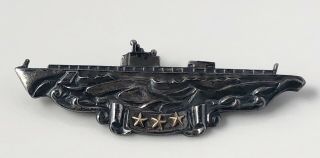 Vintage Us Navy Submarine Pin Sterling Silver Wwll Ww2 Combat Patrol Badge