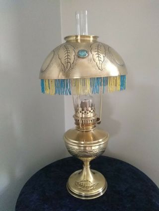Antique French Oil Lamp Brass La Parisienne Art Nouveau 1895 - 1910