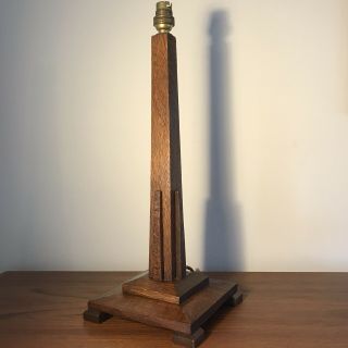 Arts And Crafts Oak Table/desk Lamp Base Circa 1910 - Deco Wooden Mid Century