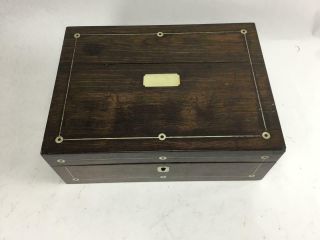 Small Antique Folding Portable Writing Desk With Mother Of Pearl Inlay
