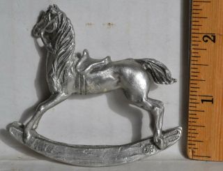Vintage Miniature PEWTER ROCKING HORSE Figurine GALLO 1984 2