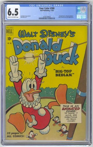 Four Color 300 Cgc 6.  5 Vintage Dell Comic Disney Donald Duck Big Top Bedlam