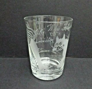 ANTIQUE VINTAGE FELIX THE CAT GLASS TUMBLER ENGRAVED CHRISTMAS 1930 WITH GALLOWS 2