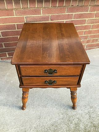 Ethan Allen End Table W/ 2 Drawers,  American Traditional,  Solid Maple &/or Birch