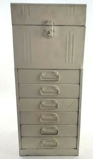 Vintage Acorn Industrial Metal File Cabinet & 6 Drawers Painted Metal 30 " X 12 "