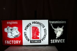 Vintage Tecumseh Engines Factory Service Transmissions Light Up Lighted Sign