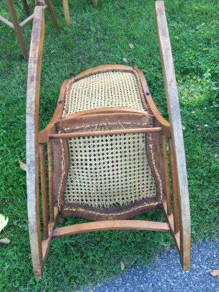 Full Size Antique Lincoln Rocker/Rocking Chair Wood/Cane Rare Estate Find 3