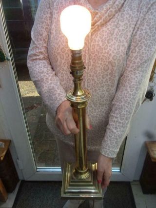 Vintage Brass Corinthian Column Lamp Stepped Base Well