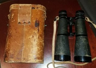 Vintage Hensoldt Wetzlar Marine Dialyt 7X50 German WWII Binoculars Leather Case 2