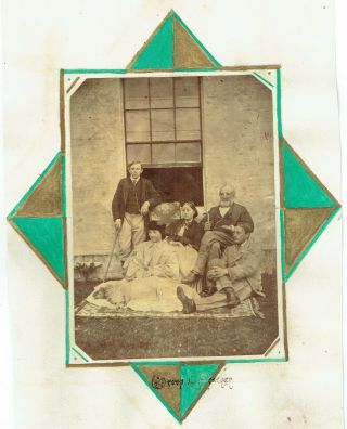 Victorian Cabinet Type Photo Group With Shaggy Dog At Heachley ? Dogs