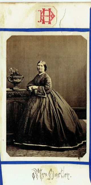 Victorian Cdv Type Photo Lady Standing Long Dress Mrs Hartley Possibly By Silvy