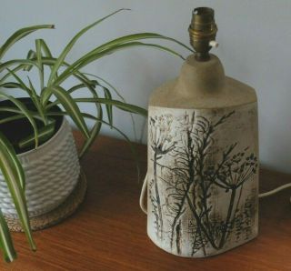 Vintage Mid Century Studio Pottery Lamp Base - Cow Parlsey Design