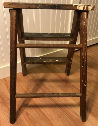 Vintage Wood 2 Step Ladder Stool Primitive Decor 20 