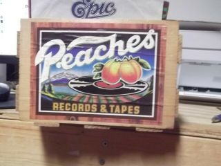 Vintage Peaches Records & Tapes Wood 8 Track,  45 7 " Record Holder Crate Storage