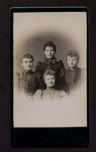 Antique CDV Photo Group of 4 Lovely Young women FASHION 2