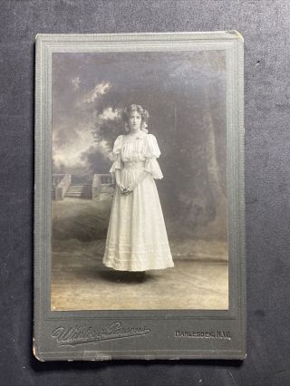 Victorian Photo: Cabinet Card: Elegant Young Lady White Gown: Parsons: Harlesden