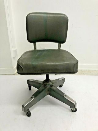 Vintage Industrial Chair Desk Office Swivel Tanker Mid Century Modern Gray Emeco