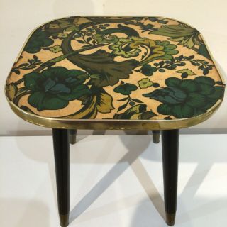 Small Vintage Retro 1960s Side Table Green Paisley Formica Top Dansett Legs 60s
