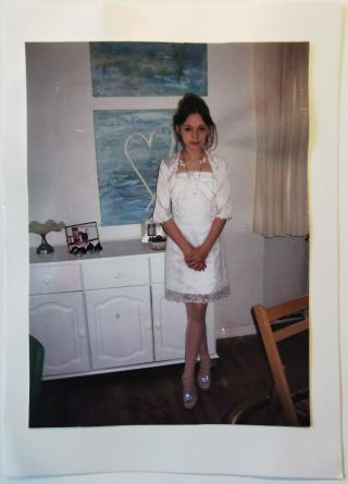 Vintage Photo: Young Cute Teen Girl In White Dress In The 1990s Fo.  912