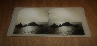 Vintage Stereoview Card Seal Rocks By Moonlight Cliff House San Francisco 1900