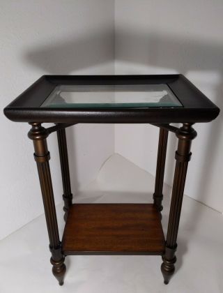 Modern Neoclassical Style 2 - Tier Metal Accent/end Table With Beveled Glass Top