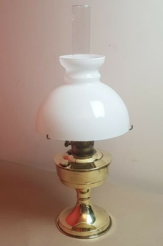 Antique Vintage Aladdin 23 Brass With White Glass Oil Lamp - Vgc