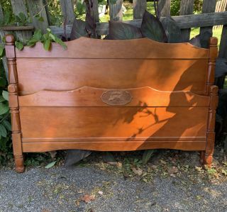 Vintage Midcentury Maple Headboard And Footboard Wooden Ship Carving Full Size