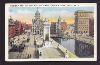 Old Vintage Postcard Of Soldiers And Sailors Monument Syracuse Ny