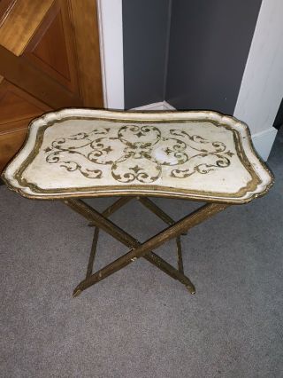 Vintage Italian Florentine Gold Gilt Folding Stand Table Wall Hanging Tray