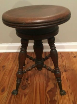Vintage Holtzman Antique Claw Foot Wood Piano Stool