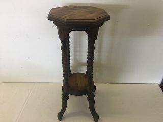 Victorian Carved Hand Made Mahogany Woodopen Barley Twist Plant Stand Table