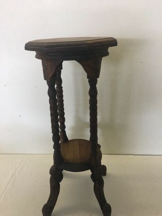 Victorian Carved Hand Made Mahogany WoodOpen Barley Twist Plant Stand Table 2