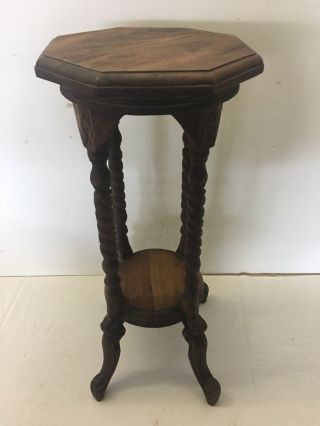 Victorian Carved Hand Made Mahogany WoodOpen Barley Twist Plant Stand Table 3