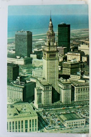 Ohio Oh Cleveland Terminal Tower Aerial Postcard Old Vintage Card View Standard