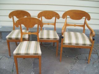 4 - Antique Swedish Biedermeier Chairs - Birch Veneer - Honey