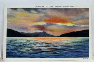 York Ny Lake George Black Mt Sunrise Clouds Postcard Old Vintage Card View