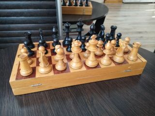 Antique Vintage Staunton Chess,  3.  6 Inch King - Woden Chess - Full Set