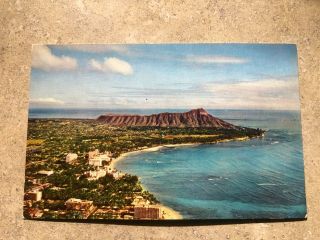 Waikiki Beach And Diamond Head Hawaii Vintage Postcard,  Unposted; Hi19
