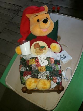 Vintage Disney Christmas Winnie The Pooh In Bed Animated Musical Motionette