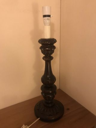 Unique French Vintage Wooden Heavily Carved Mahogany Table Lamp Re Wired